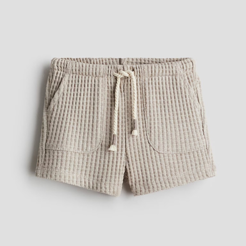 H&M - High Waist Taupe Waffle Knit Shorts
